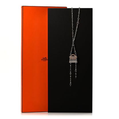 Hermes Sterling Silver 18K Rose Gold Precieux Kelly Long Necklace 5 of 5