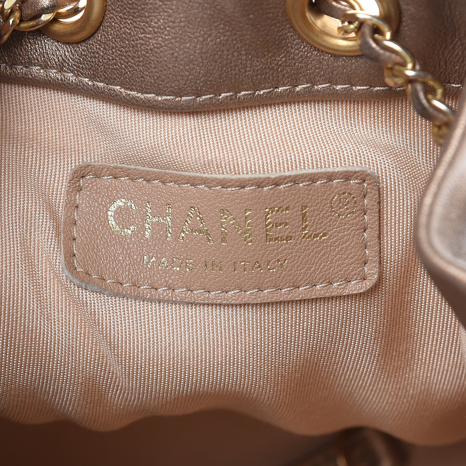 Chanel Metallic Lambskin Coco Pleats Small Drawstring Bag Gold 6 of 10