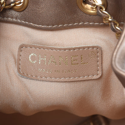 Chanel Metallic Lambskin Coco Pleats Small Drawstring Bag Gold 6 of 10