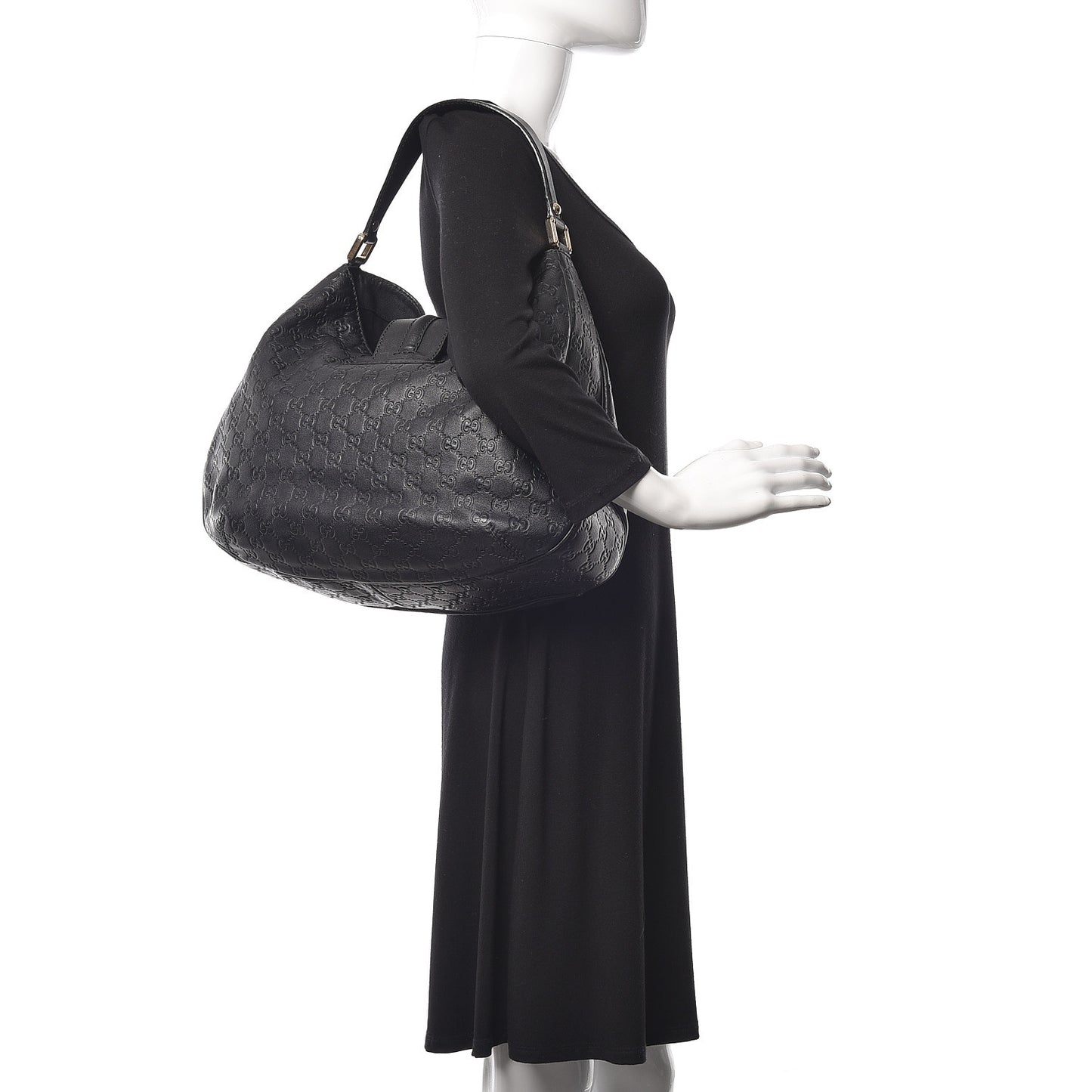 Guccissima Large New Ladies Web Hobo Black