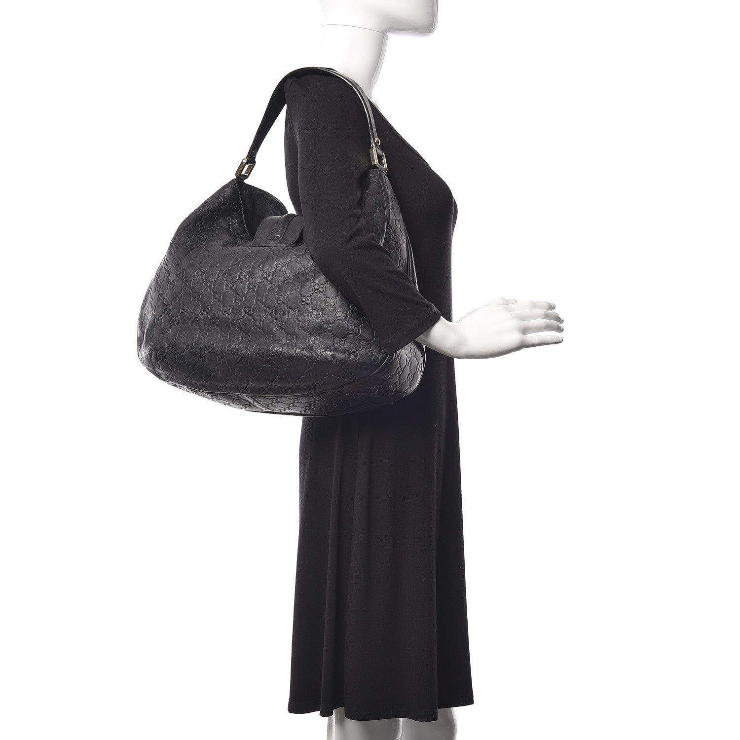 Gucci Guccissima Large New Ladies Web Hobo Black 2 of 10
