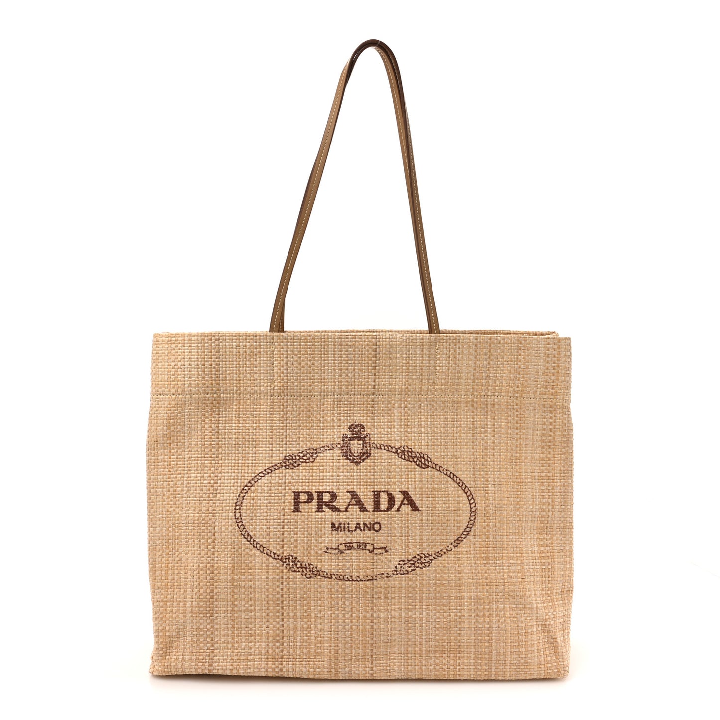 Raffia Logo Tote Naturale