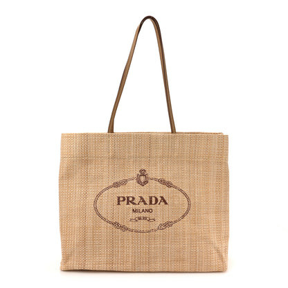 Prada Raffia Logo Tote Naturale 1 of 10