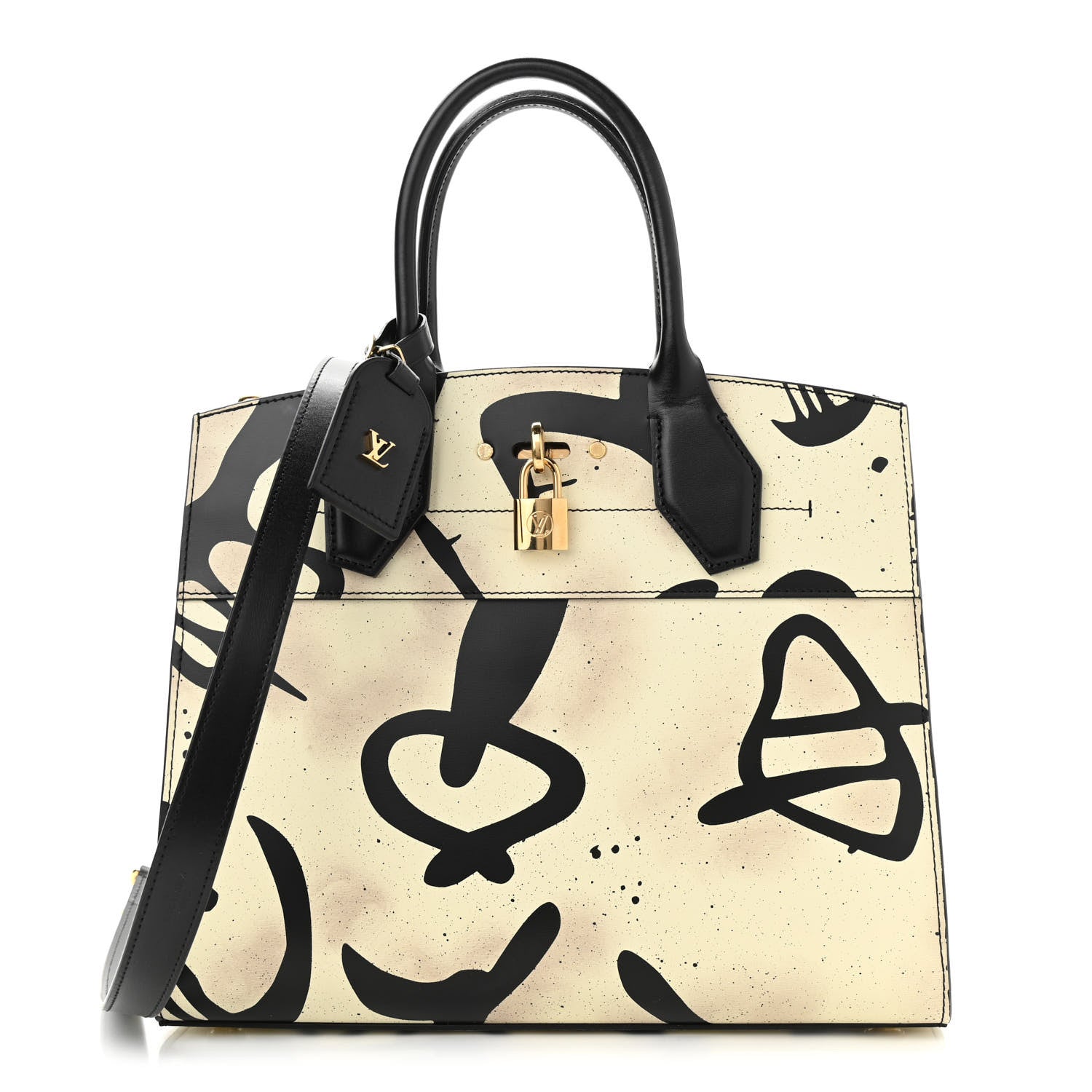 Louis Vuitton Calfskin Tribal City Steamer MM White Black 1 of 10