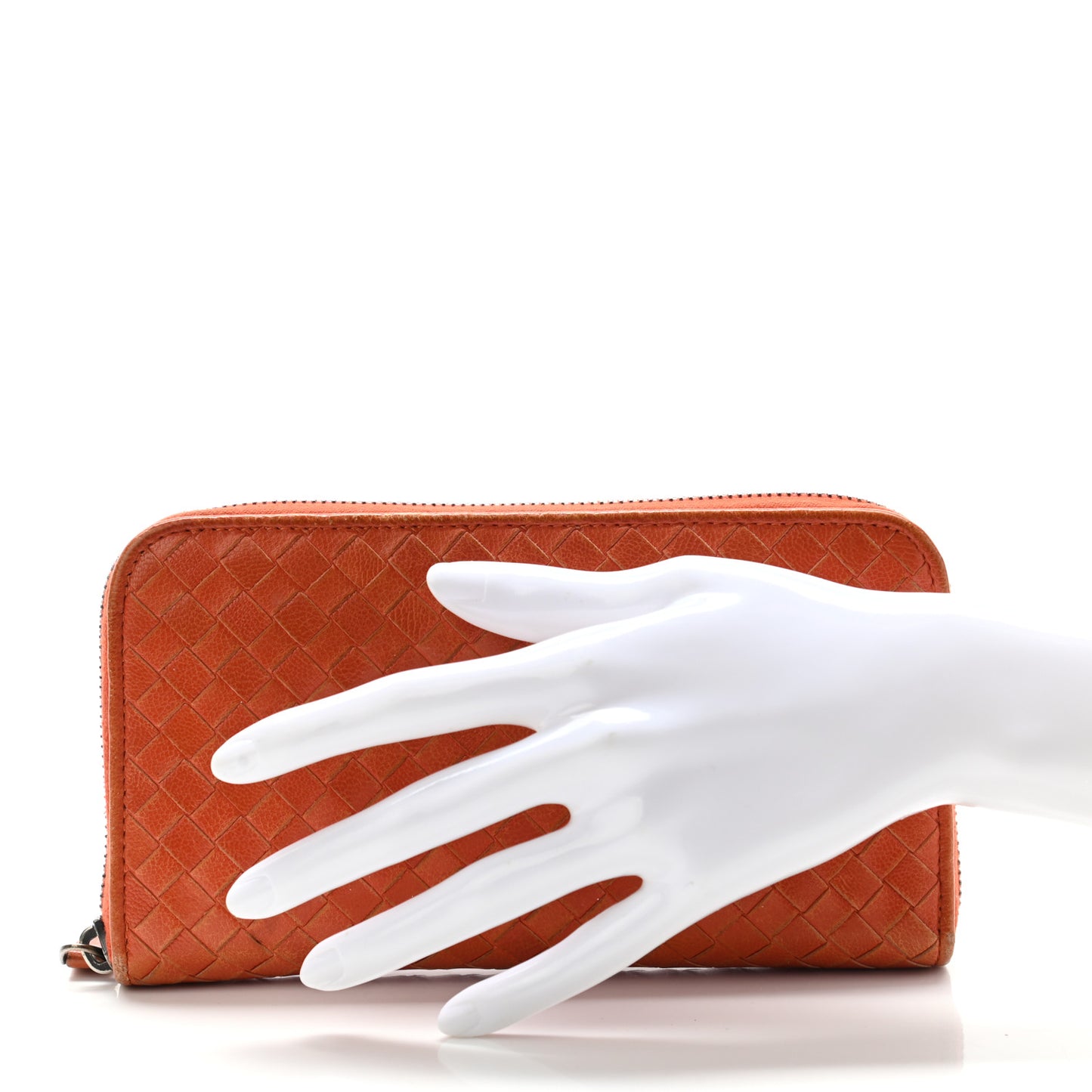 Nappa Intrecciato Zip Around Wallet Orange