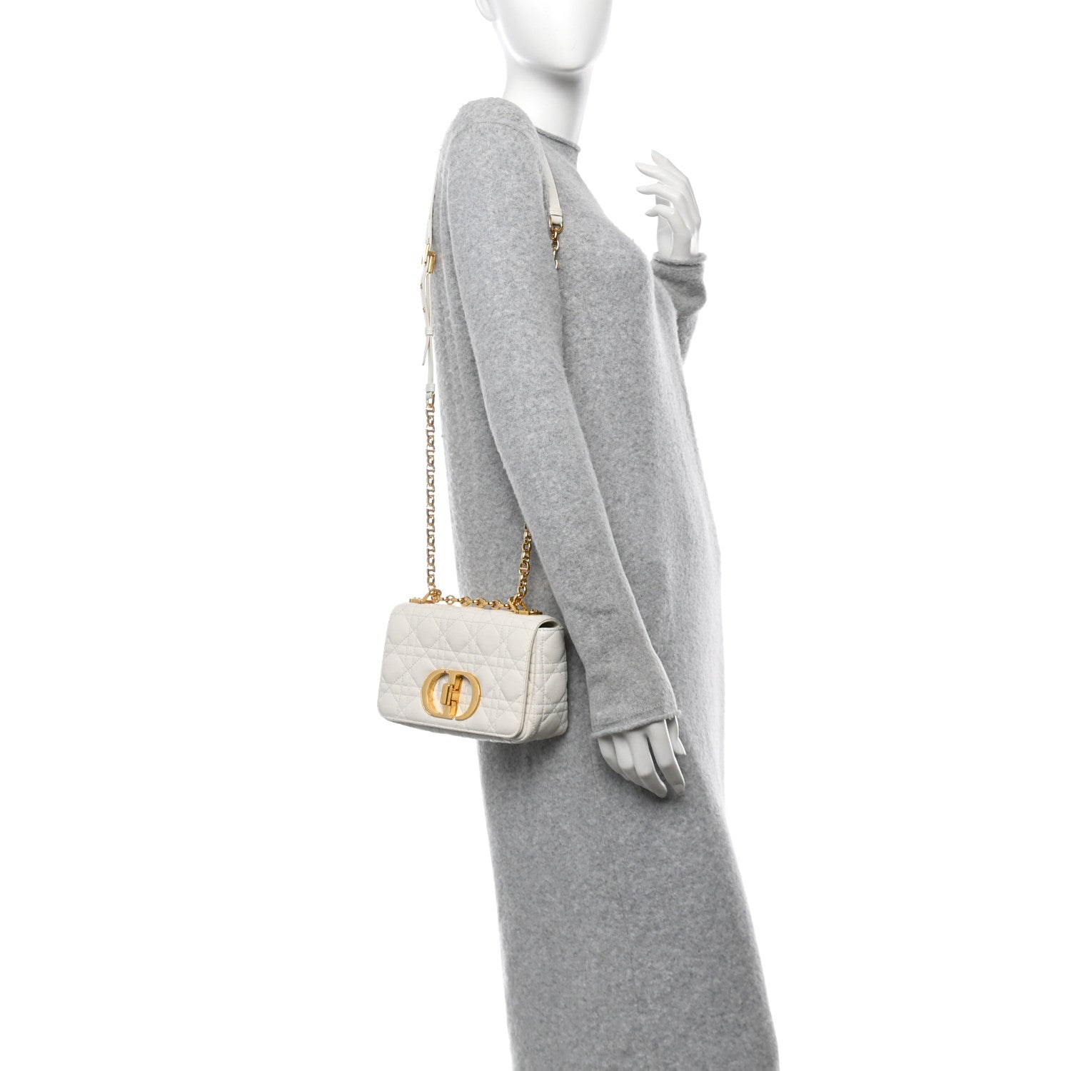 Christian Dior Calfskin Cannage Small Caro Bag Ivory 2 of 10