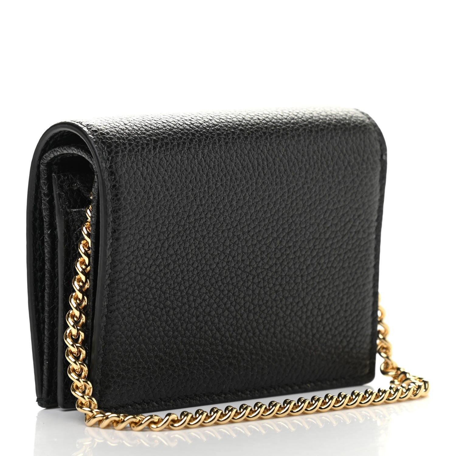 Gucci Grainy Calfskin Zumi Chain Card Case Wallet Black 3 of 7