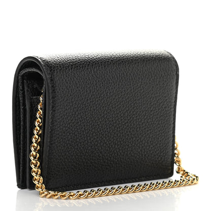Gucci Grainy Calfskin Zumi Chain Card Case Wallet Black 3 of 7