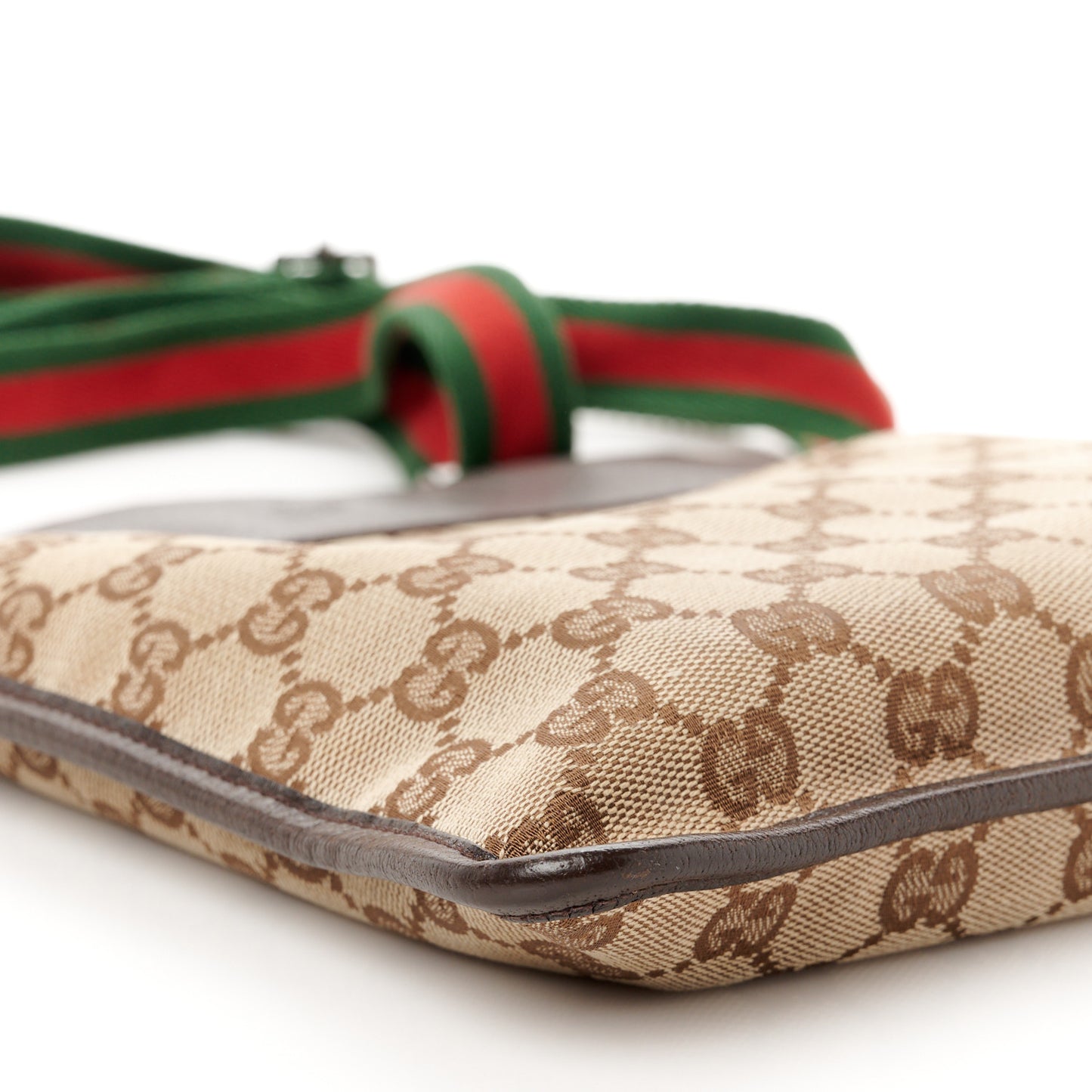 GG Monogram Web Messenger Crossbody Bag Dark Brown