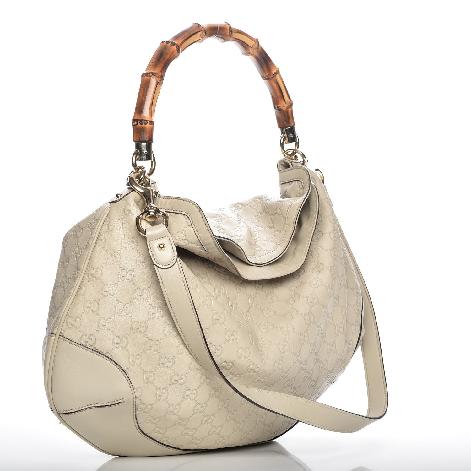 Gucci Guccissima Peggy Bamboo Top Handle Bag Ivory 4 of 13