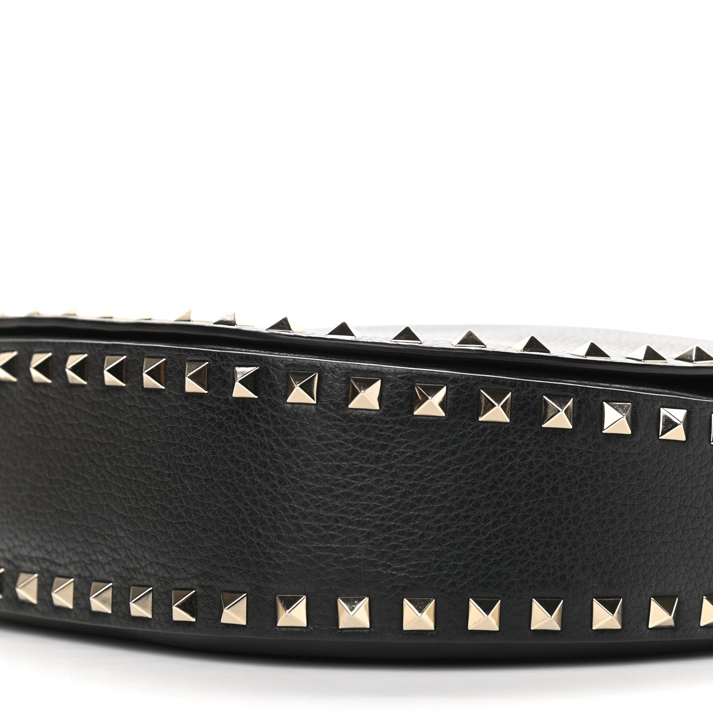 Vitello Large Rockstud Halfmoon Saddle Bag Black