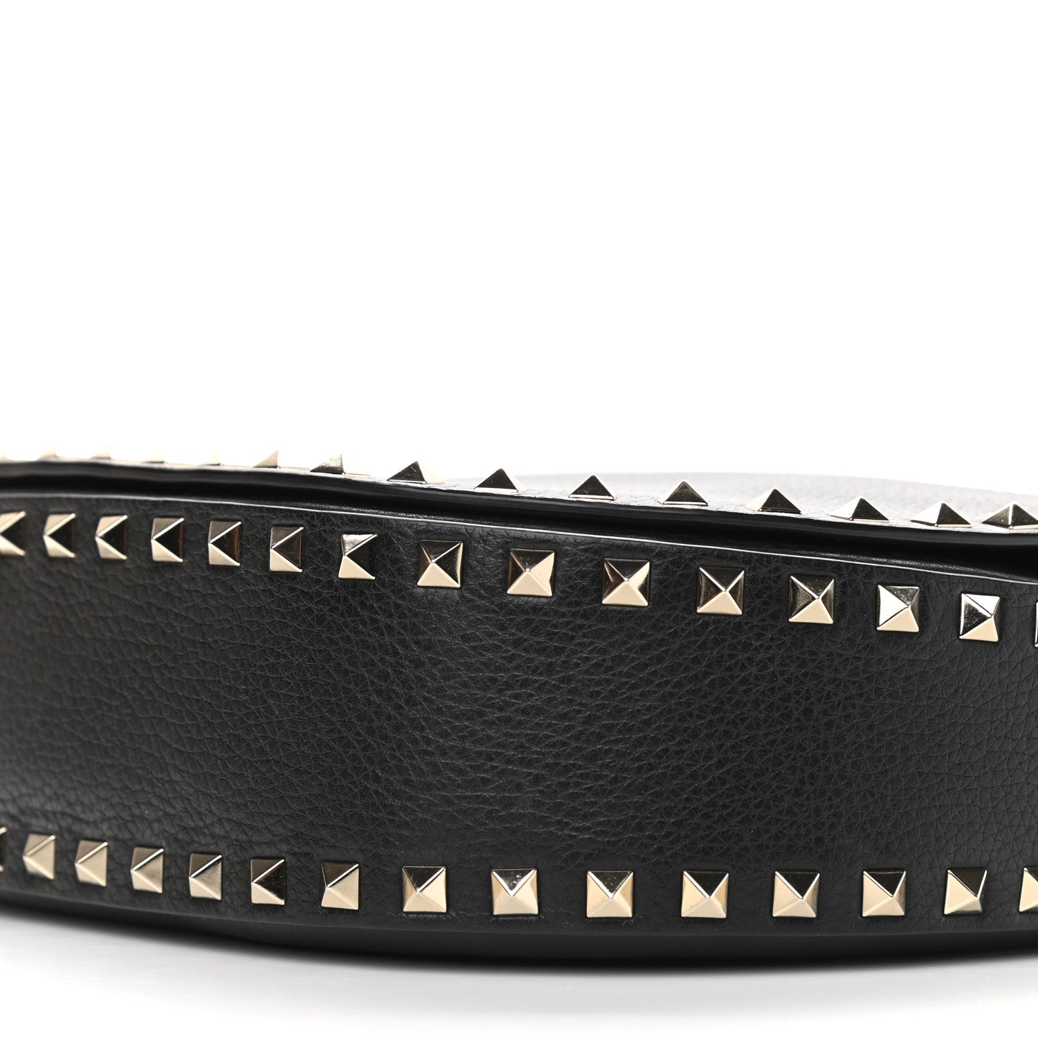 Valentino Garavani Vitello Large Rockstud Halfmoon Saddle Bag Black 7 of 9