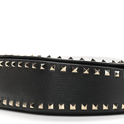 Valentino Garavani Vitello Large Rockstud Halfmoon Saddle Bag Black 7 of 9