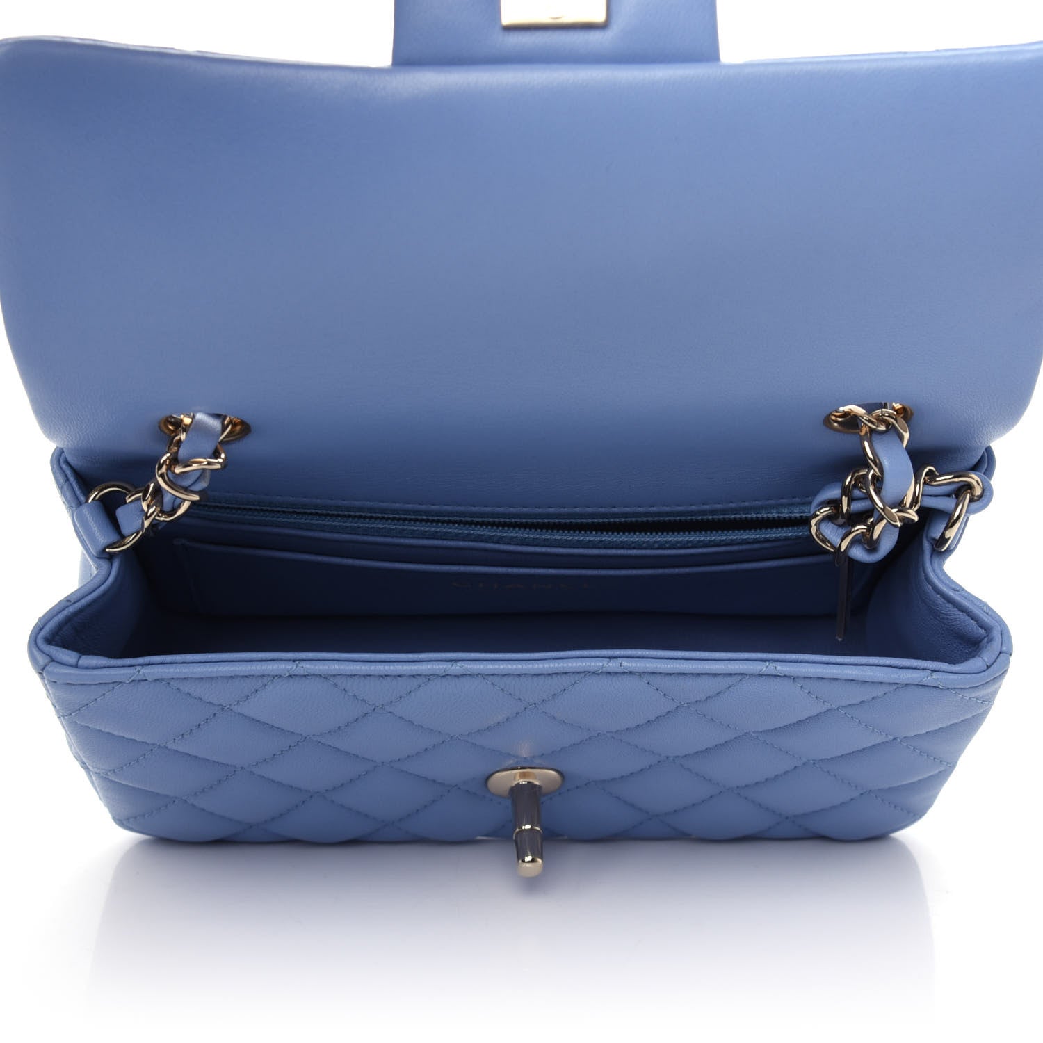 Chanel Lambskin Quilted Mini Rectangular Flap Light Blue 5 of 10