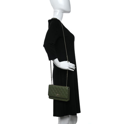 Chanel Lambskin Quilted Trendy CC Wallet On Chain WOC Green 2 of 10