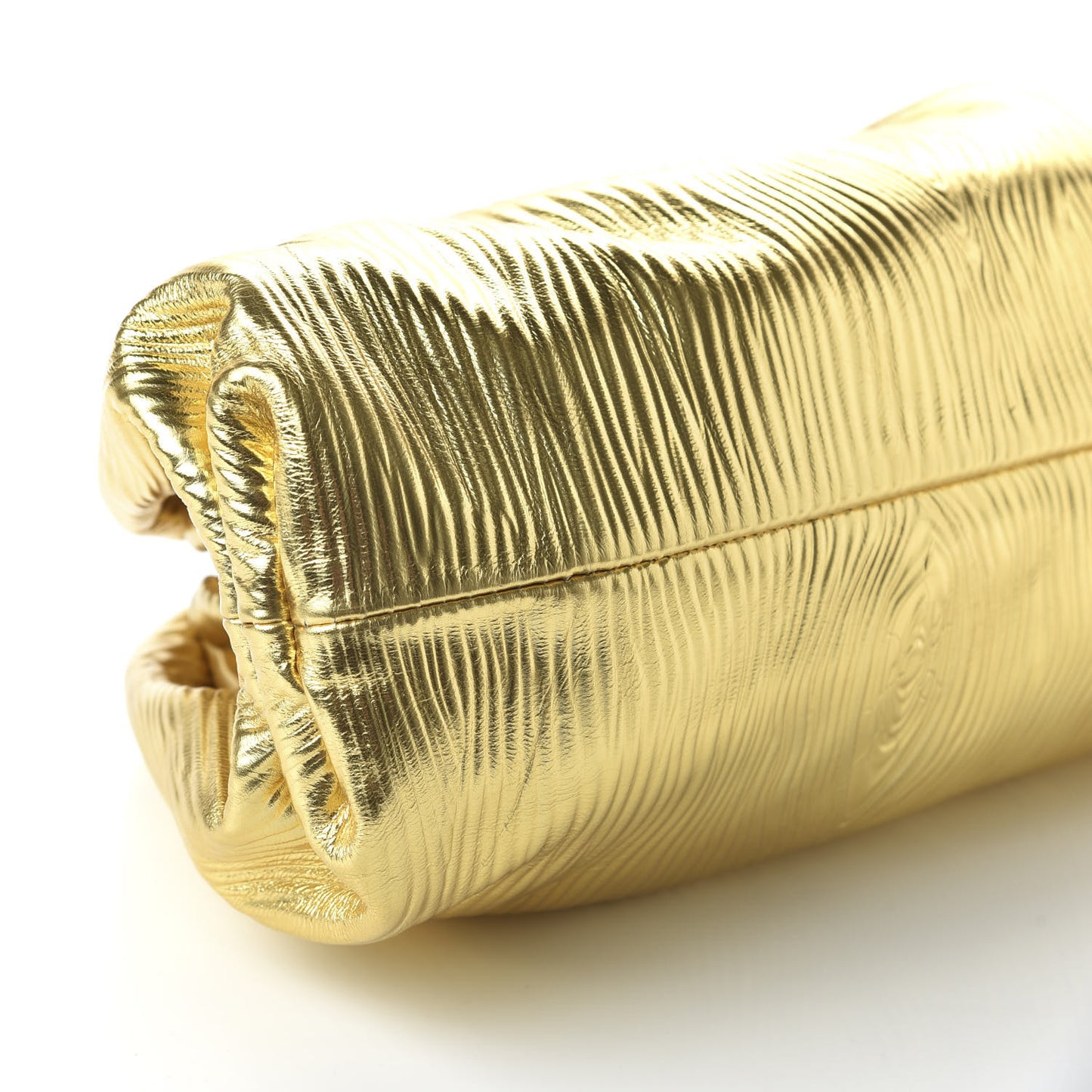 Metallic Bark Calfskin Embossed The Pouch Oversized Clutch Oro
