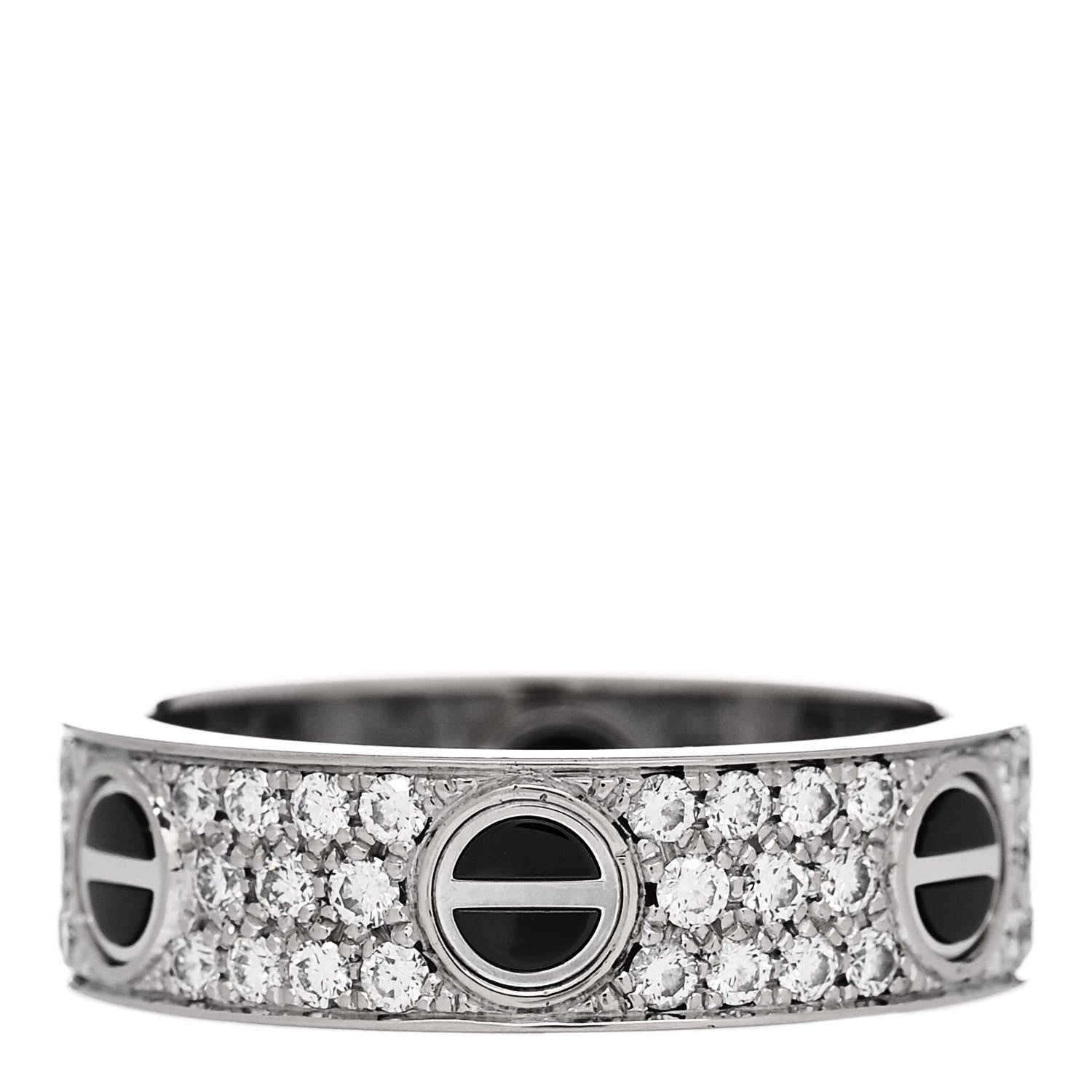 Cartier 18K White Gold Diamond Ceramic LOVE Paved Ring 58 8.25 3 of 4