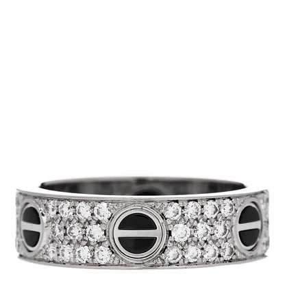Cartier 18K White Gold Diamond Ceramic LOVE Paved Ring 58 8.25 3 of 4