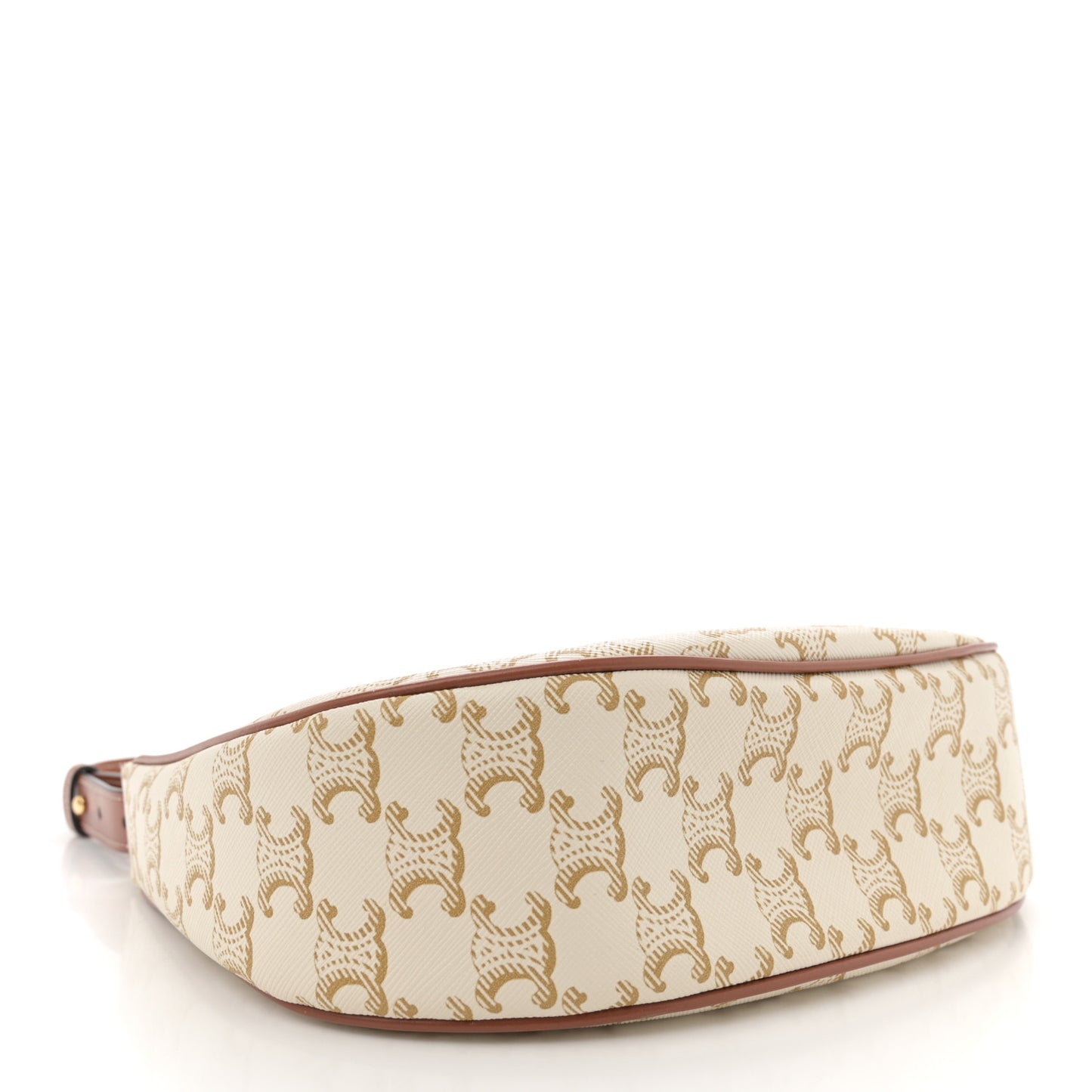 Canvas Calfskin Ava Triomphe Shoulder Bag White
