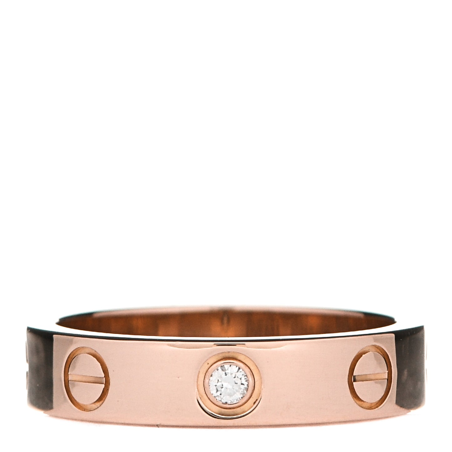 18K Pink Gold Diamond 4mm LOVE Wedding Band Ring 48 4.5