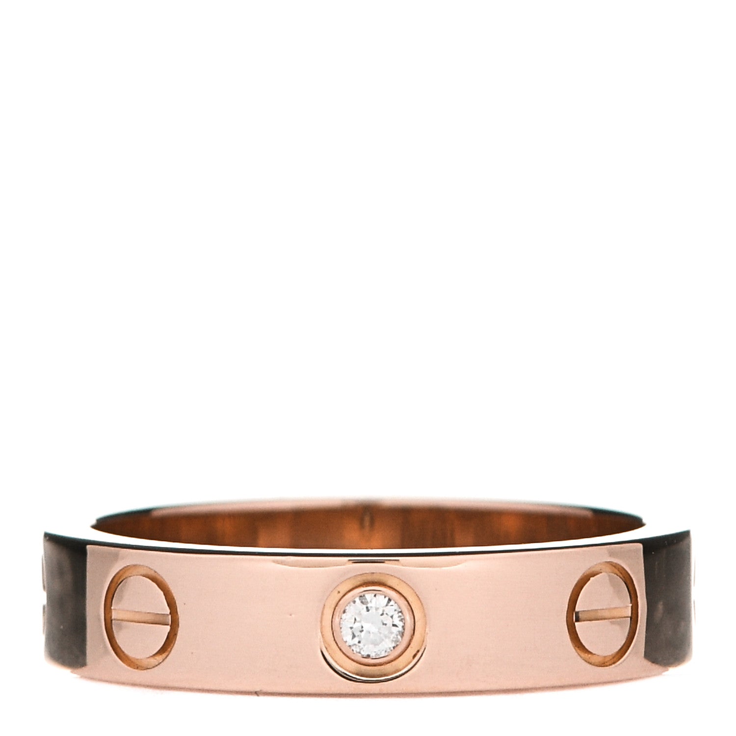 Cartier 18K Pink Gold Diamond 4mm LOVE Wedding Band Ring 48 4.5 1 of 5