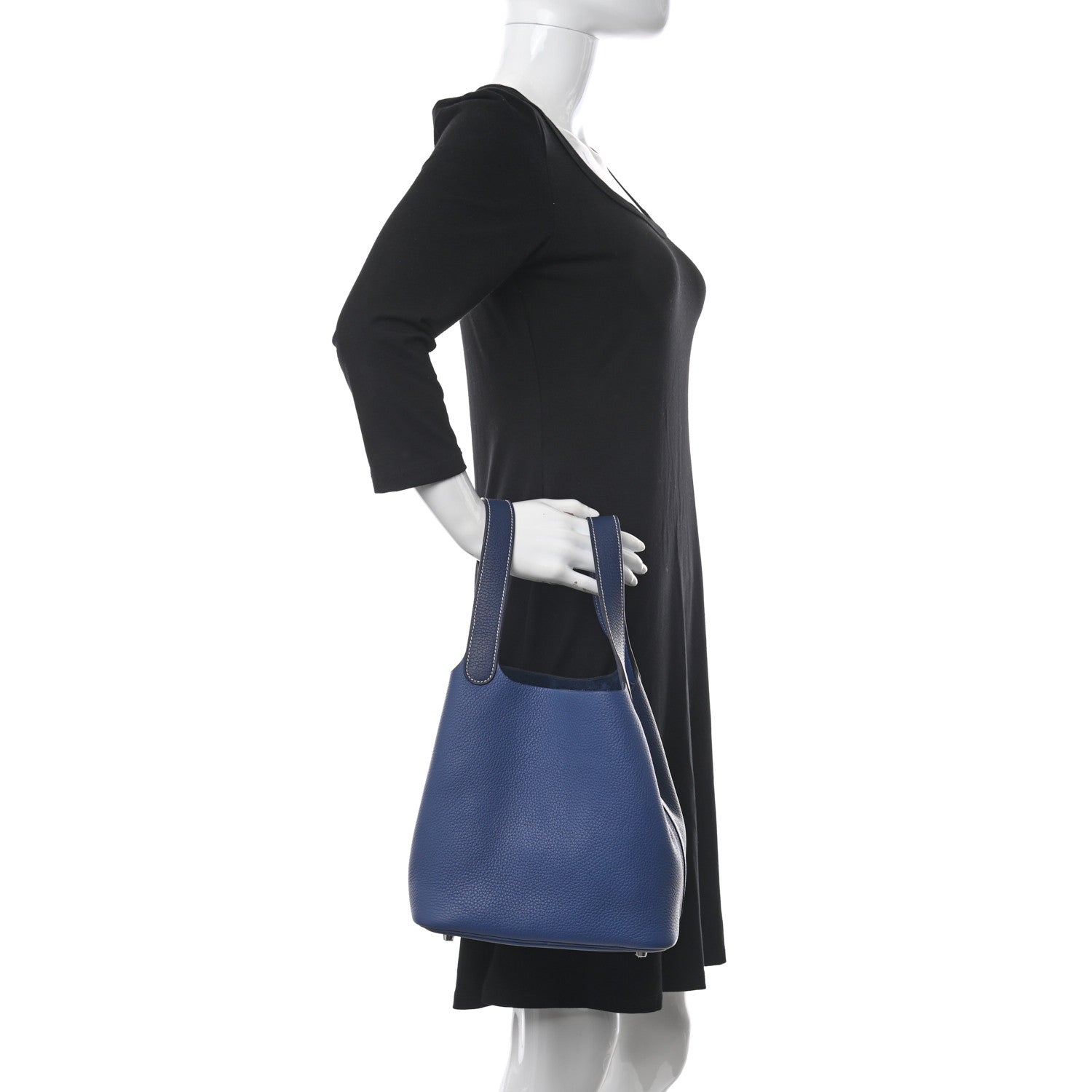 Hermes Taurillon Clemence Casaque Picotin Lock 22 MM Bleu Saphir Bleu Brighton 2 of 11