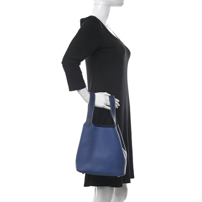 Hermes Taurillon Clemence Casaque Picotin Lock 22 MM Bleu Saphir Bleu Brighton 2 of 11