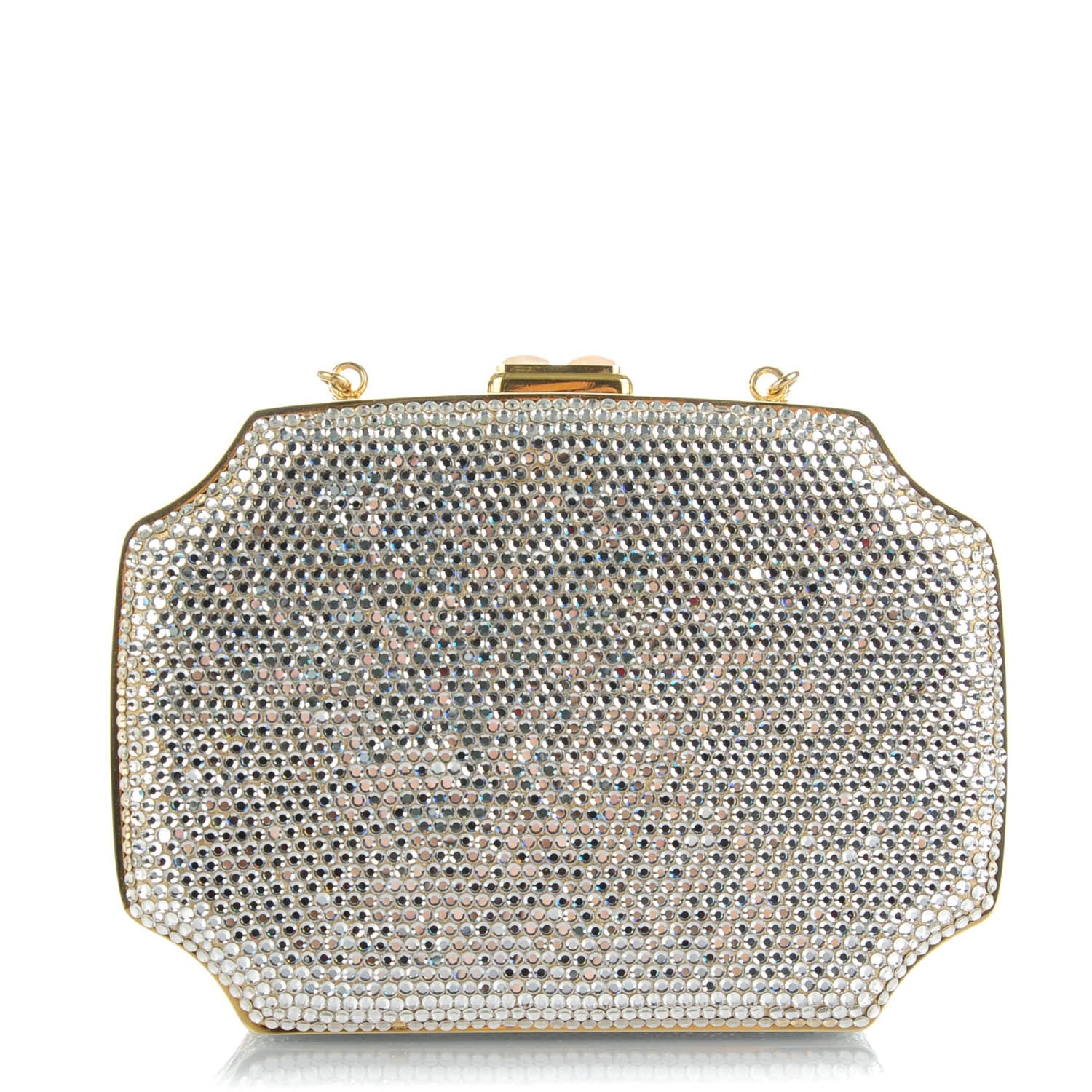Judith Leiber Swarovski Crystal Minaudiere Clutch Silver 1 of 6