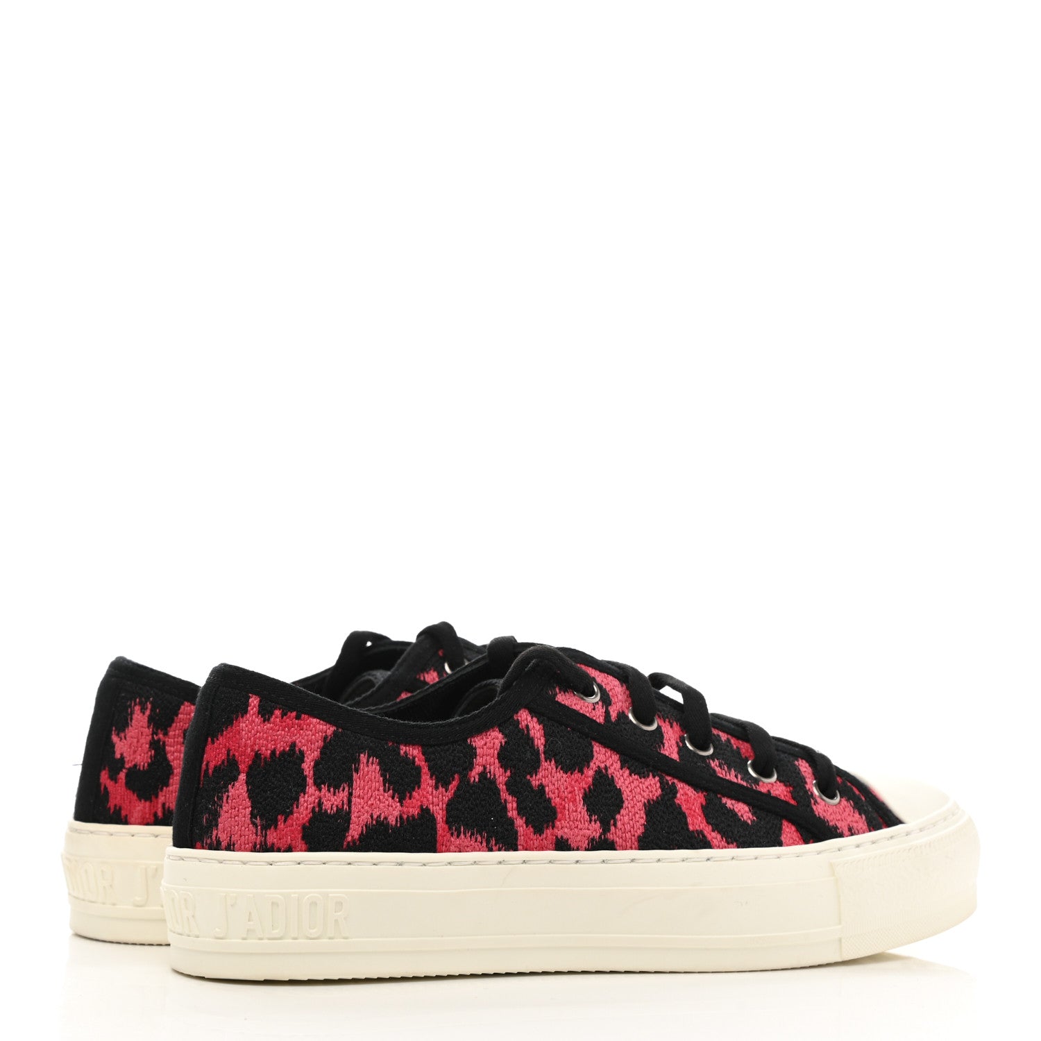 Christian Dior Cotton Mizza Embroidered Walk'N'Dior Low Top Sneakers 36.5 Red Multicolor 4 of 10