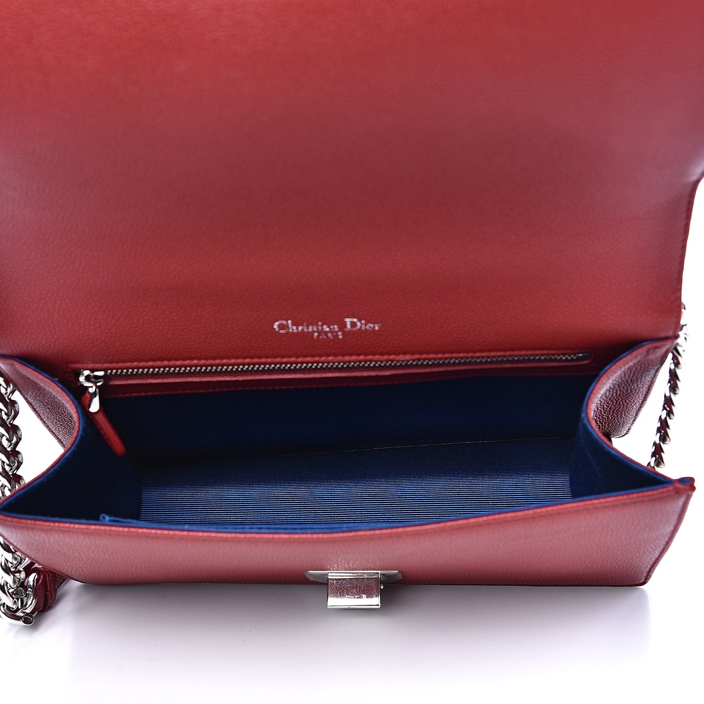 Grained Calfskin Medium Diorama Flap Bag Red