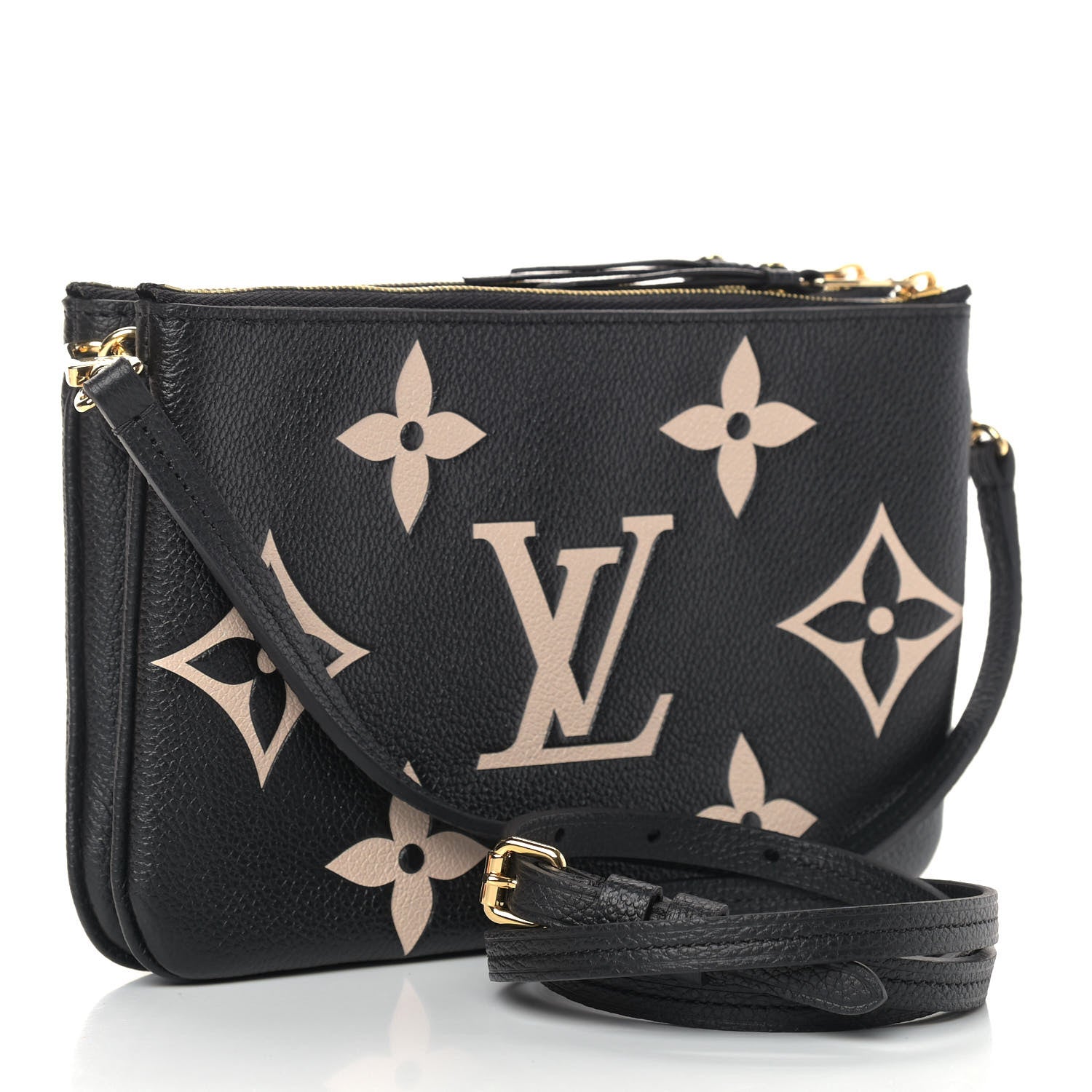 Louis Vuitton Empreinte Monogram Giant Double Zip Pochette Black Cream 3 of 8
