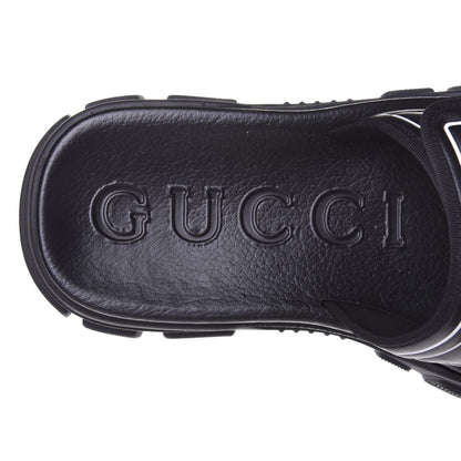 Gucci Nappa Grosgrain Logo Mens Velcro Chunky Slide Sandals 7 Black 9 of 10