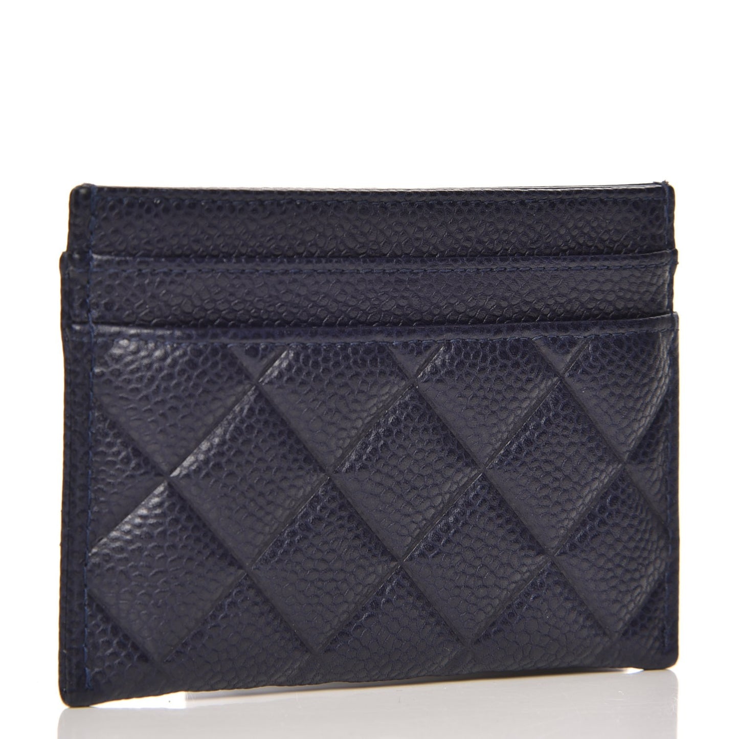 Caviar Quilted Diamond CC Card Holder Dark Navy