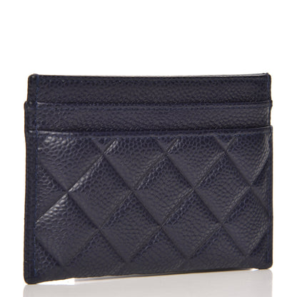 Chanel Caviar Quilted Diamond CC Card Holder Dark Navy 3 of 9
