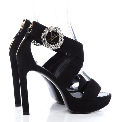 Louis Vuitton Suede Madeleine Platform Sandal 37 Black 4 of 9