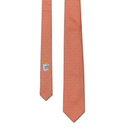 Hermes Silk Printed French Baguette Mens Neck Tie Orange Vif Ciel 1 of 6