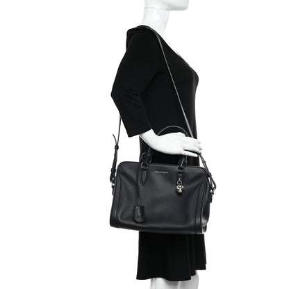 Alexander McQueen Pebbled Calfskin Small Skull Padlock Zip Around Tote Navy 2 of 11