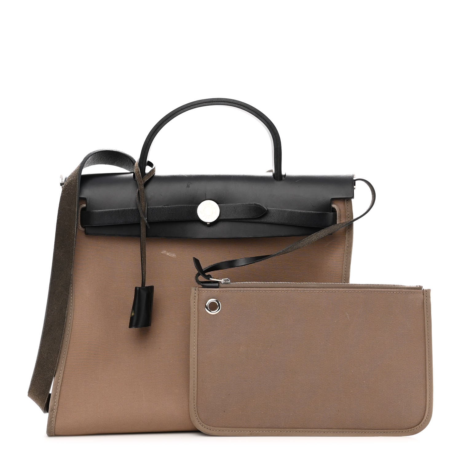 Hermes Vache Hunter Toile Officier Herbag Zip PM 31 Etoupe Black 1 of 12