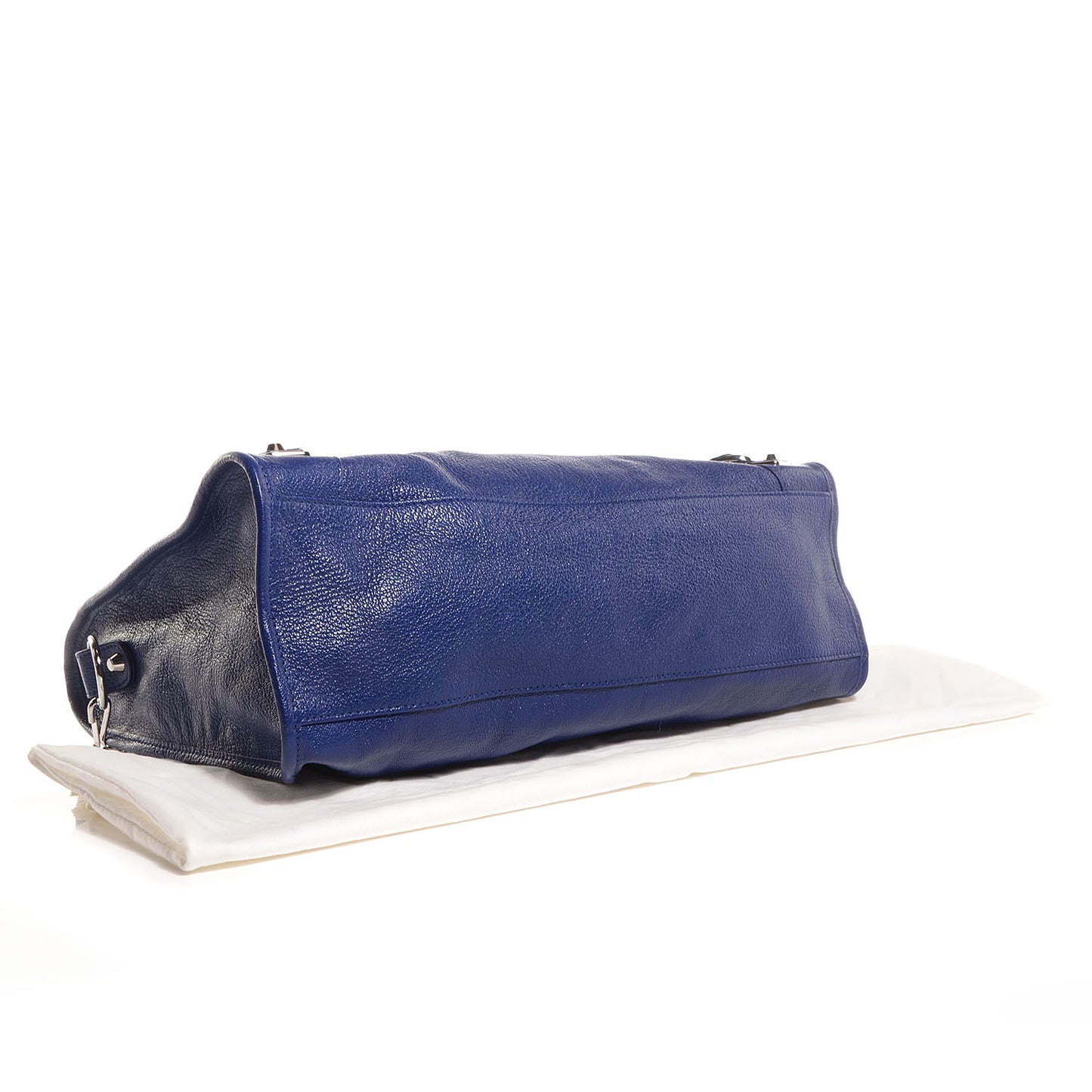 Chevre Silver Metallic Edge Hardware City Bleu Roi