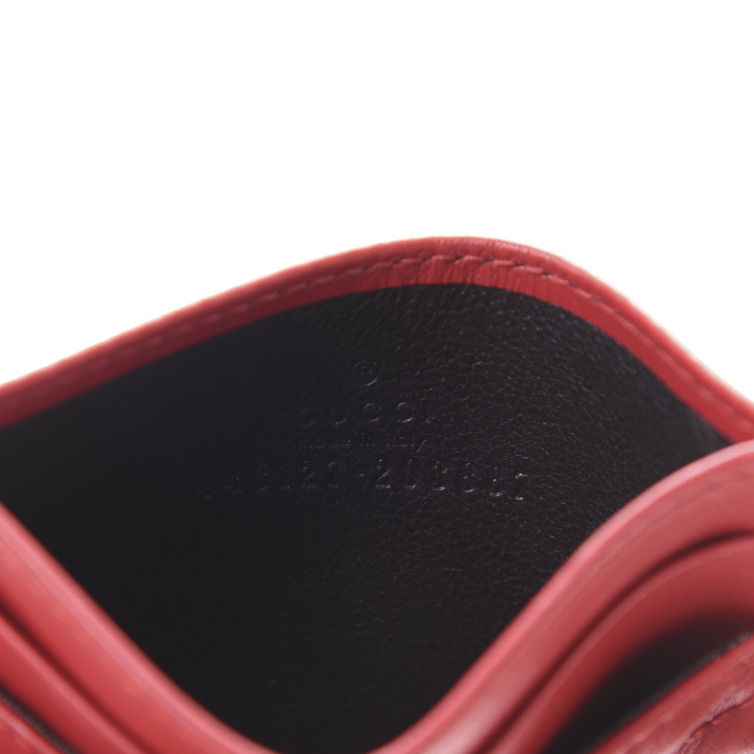 Gucci Calfskin Matelasse GG Marmont Card Holder Hibiscus Red 6 of 6