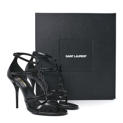 Saint Laurent Calfskin Cassandra 100 Ankle Strap Sandals 37.5 Black 8 of 8