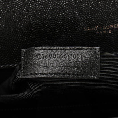 Saint Laurent Grain De Poudre Textured Mixed Matelasse Large Triquilt Monogram Monochrome Satchel Black 8 of 13