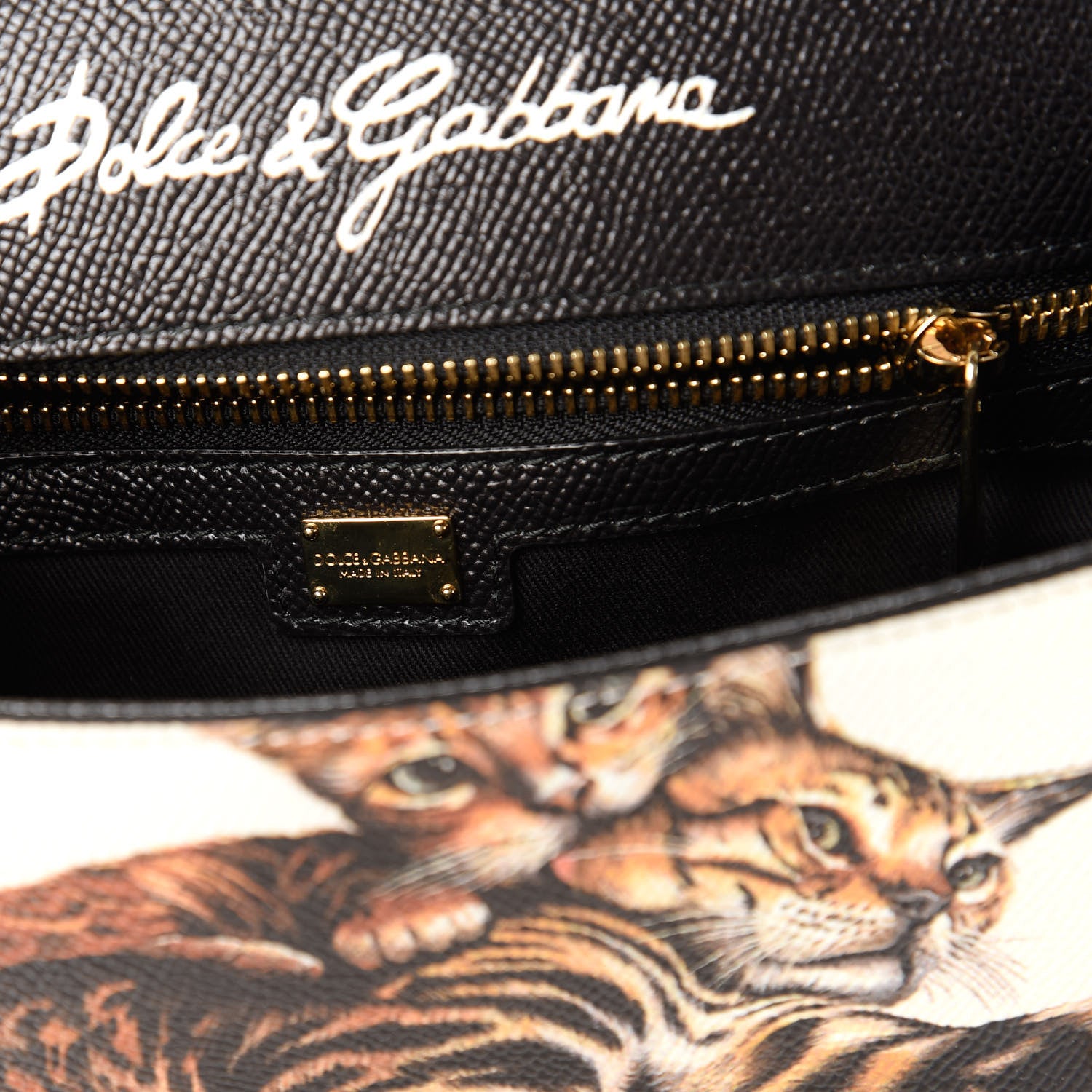Dolce & Gabbana Dauphine Kitten Print Medium Miss Sicily Satchel White Black 8 of 11