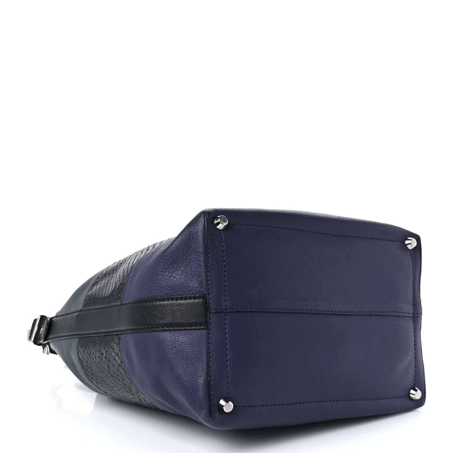 Proenza Schouler Smooth Calfskin Suede Snakeskin Paneled Bucket Bag Blue 3 of 10