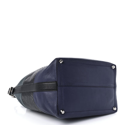 Proenza Schouler Smooth Calfskin Suede Snakeskin Paneled Bucket Bag Blue 3 of 10