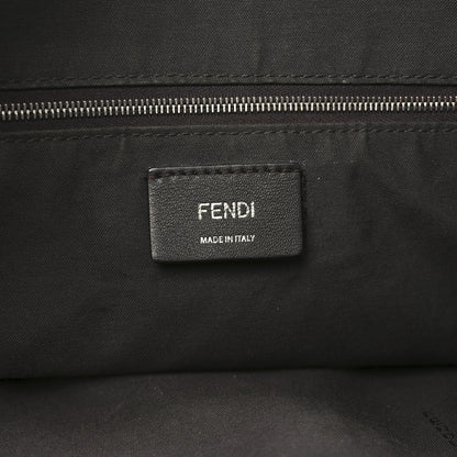 Fendi Glazed Fabric Vitello Century FF 1974 Stamp Patch Shopping Tote Mogano Panna Black 6 of 10