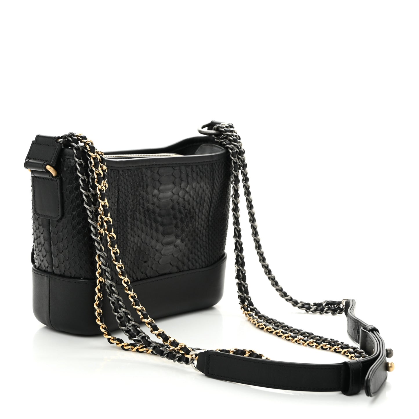 Snakeskin Small Gabrielle Hobo Black