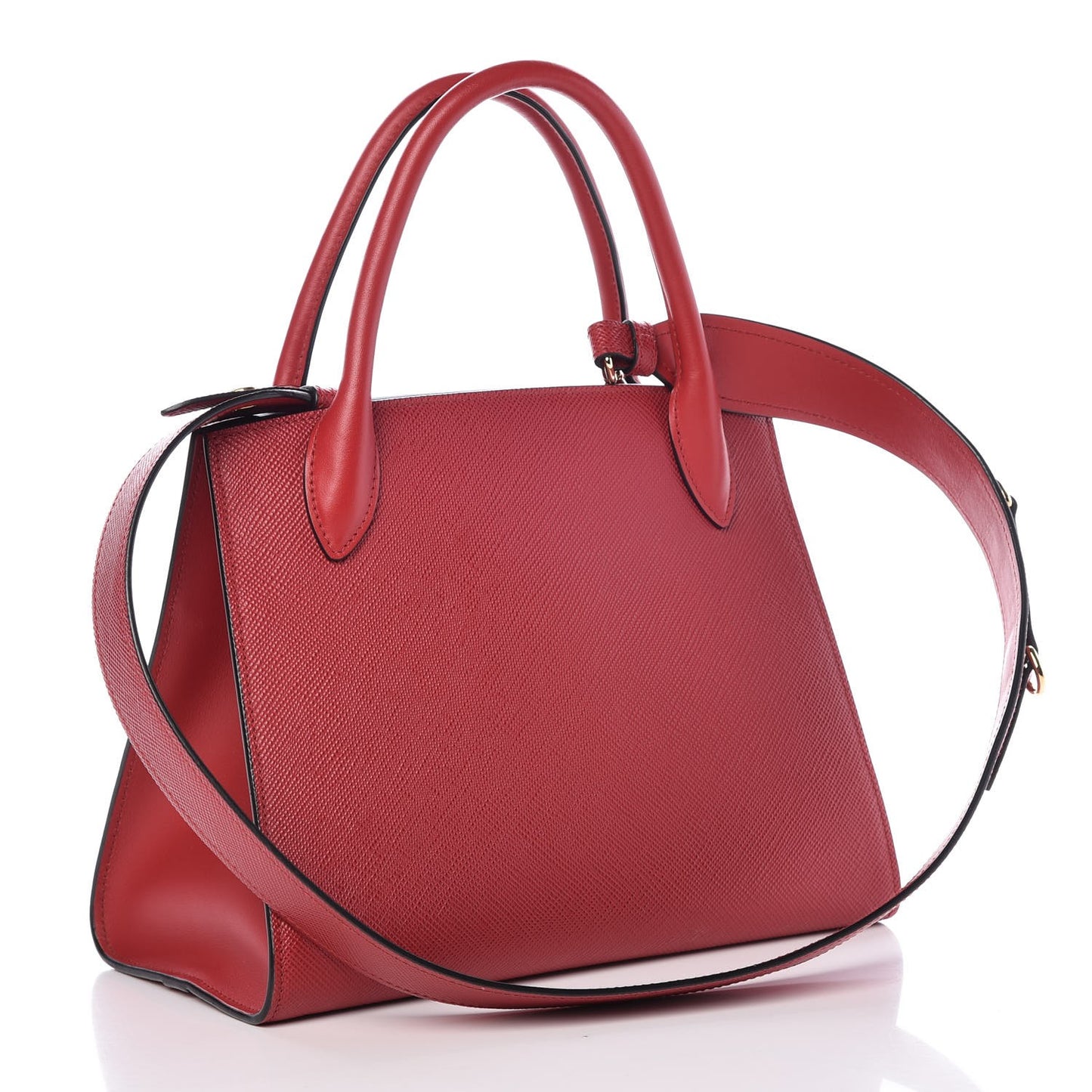 Saffiano Cuir Calfskin Small Monochrome Top Handle Tote Fuoco