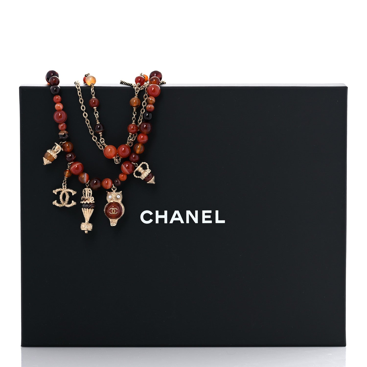 Chanel Multi Strand CC Short Necklace Gold Orange 5 of 5