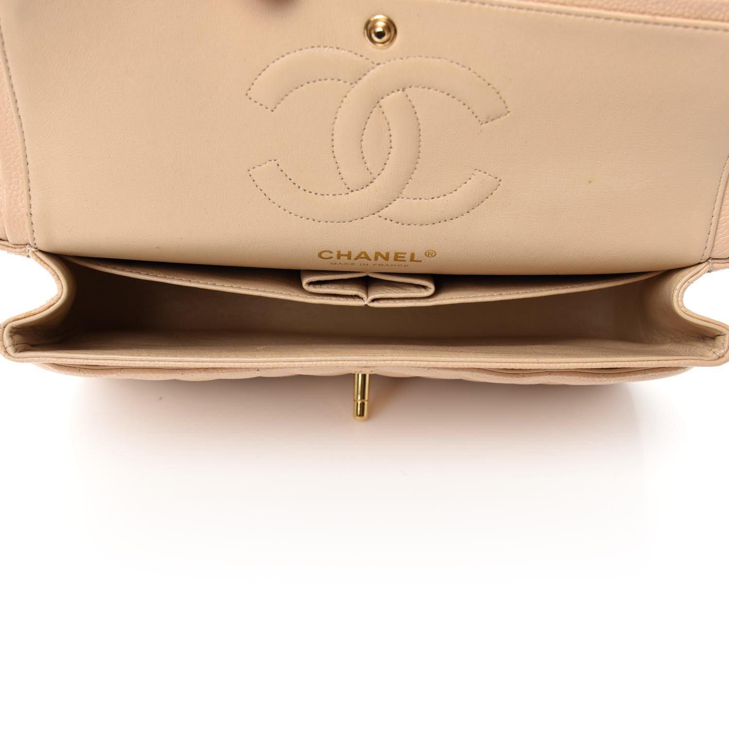 Chanel Caviar Quilted Medium Double Flap Light Beige 6 of 11